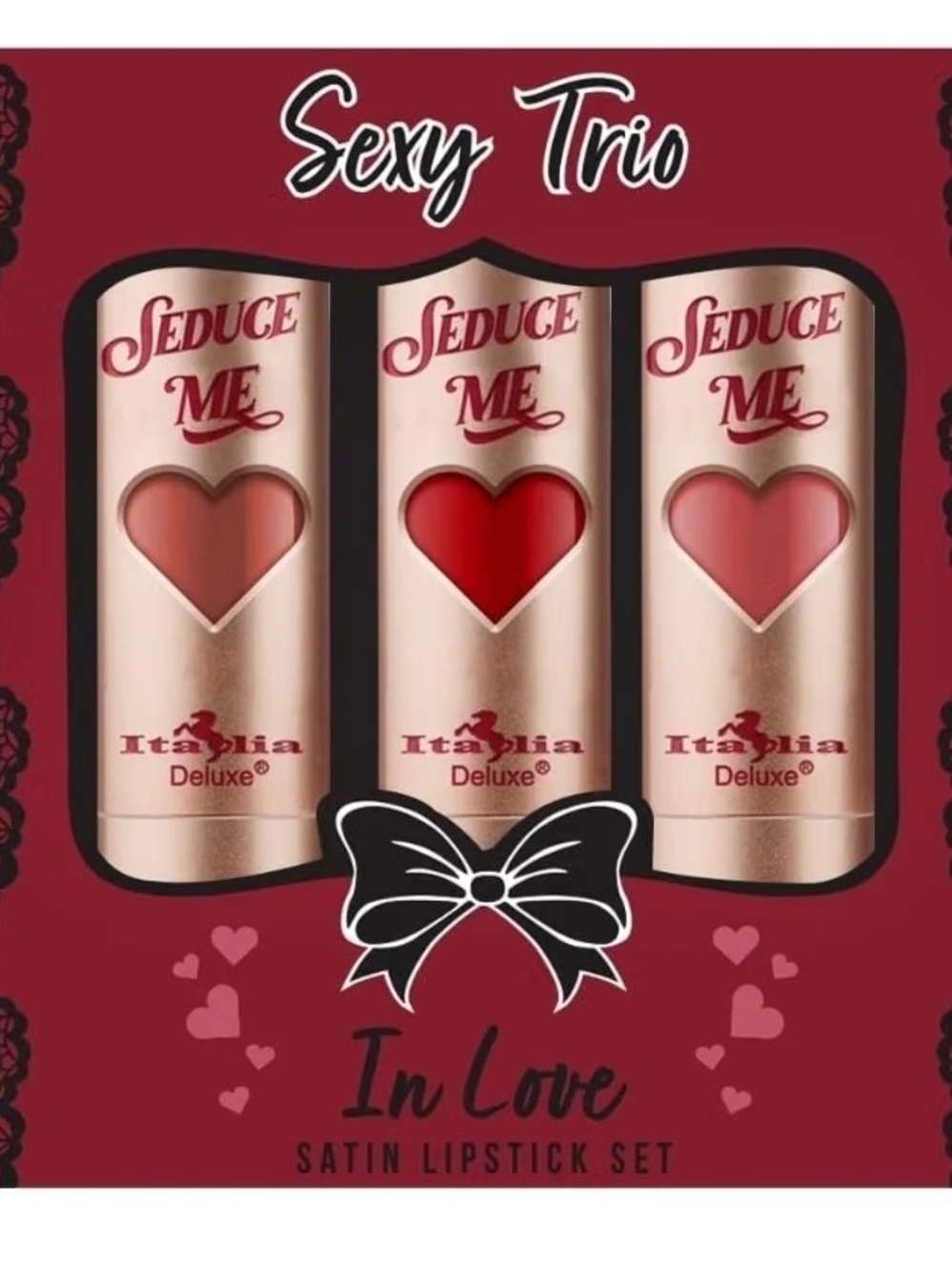 Seduce Me "In Love" Sexy Trio Satin Lipstick Set - Pink/Red Shades